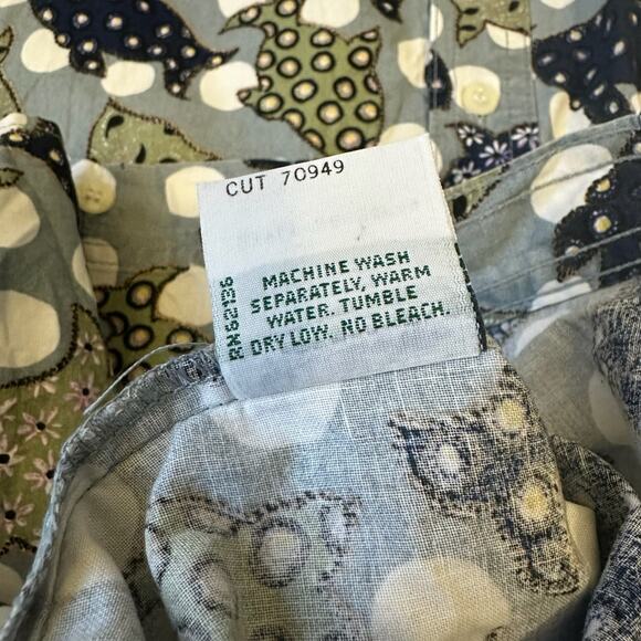 Vintage GUESS Shirt Blue Fish Floral All Over Print Button Up Cotton USA - Picture 10 of 11